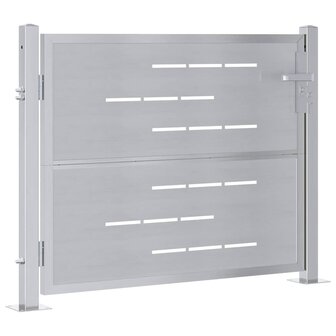 Tuinpoort 85 x 70 cm Roestvrij staal zilver Vergrendelbaar 4