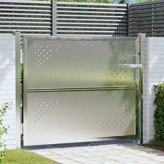Tuinpoort met slot Zilver 85 x 70 cm Roestvrij staal 1