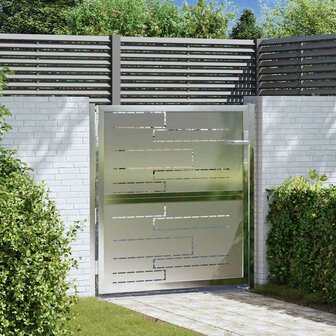 Tuinpoort met slot Zilver 85 x 97 cm Roestvrij staal 1