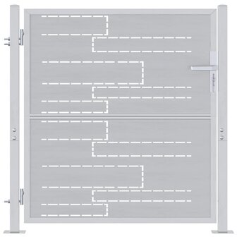Tuinpoort met slot Zilver 85 x 97 cm Roestvrij staal 2