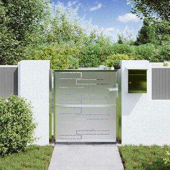 Tuinpoort met slot Zilver 85 x 97 cm Roestvrij staal 3