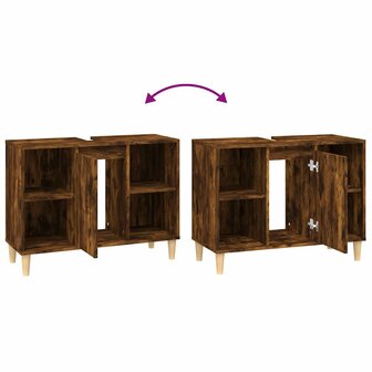 Wastafelkast 80x33x60 cm bewerkt hout gerookt eikenkleurig 9