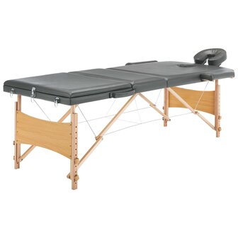 Massagetafel met 3 zones 186x68 cm houten frame antraciet 1