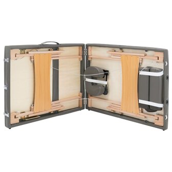 Massagetafel met 3 zones 186x68 cm houten frame antraciet 8