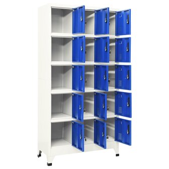 Lockerkast 90x40x180 cm staal grijs en blauw 3