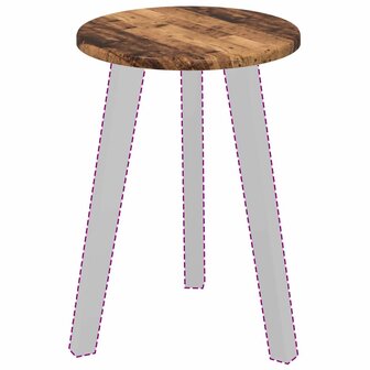 Tafelblad &amp;Oslash; 30 x 1,5 cm Rond Bewerkt hout Oud hout 3