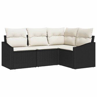 Bankstel 4 st Zwart poly rattan 2