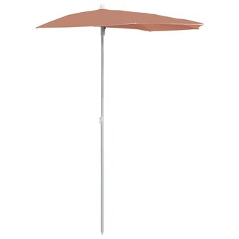Parasol half met paal 180x90 cm terracottakleurig 2