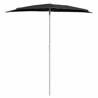 Parasol half met paal 180x90 cm zwart 3