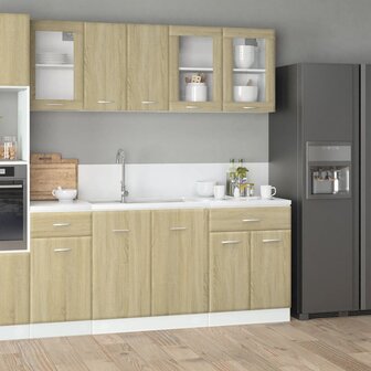 4-delige Keukenkastenset Lyon bewerkt hout sonoma eikenkleurig 1