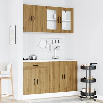 4-delige Keukenkastenset Kalmar bewerkt hout artisanaal eiken 3