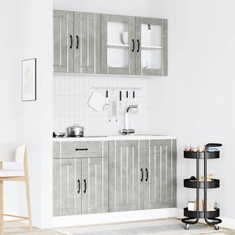 4-delige Keukenkastenset Lucca bewerkt hout betongrijs 3