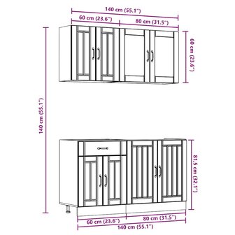 4-delige Keukenkastenset Lucca bewerkt hout betongrijs 9