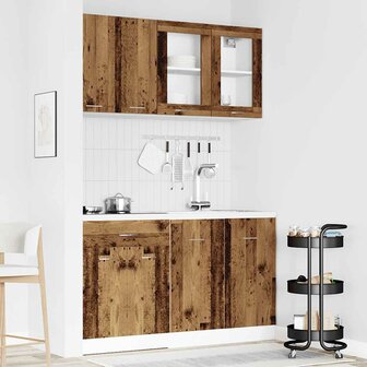 4-delige Keukenkastenset Lyon bewerkt hout oud houtkleurig 1