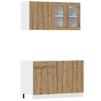 4-delige Keukenkastenset Lyon bewerkt hout artisanaal eikenkleurig 2