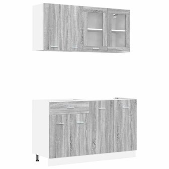 Keuken Eenheid LYON 4 st Grijs Sonoma Bewerkt hout 2