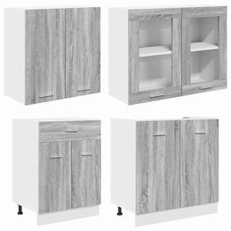 Keuken Eenheid LYON 4 st Grijs Sonoma Bewerkt hout 4