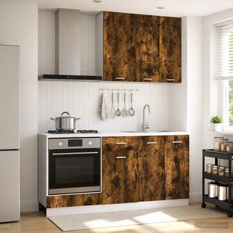 Keukenblok LYON 5 st Gerookt eiken Bewerkt hout 1