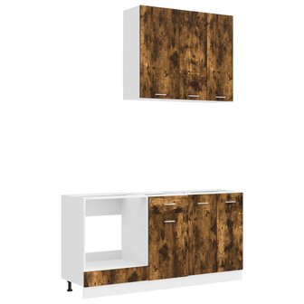 Keukenblok LYON 5 st Gerookt eiken Bewerkt hout 2