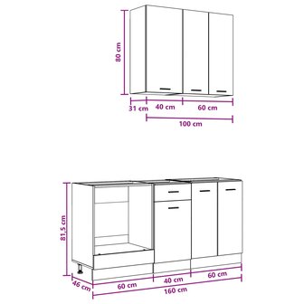 Keukenblok LYON 5 st Gerookt eiken Bewerkt hout 8