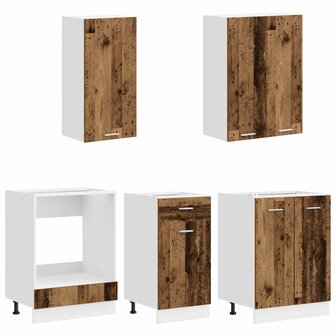 Keukenblok LYON 5 st Oud hout Bewerkt hout 3