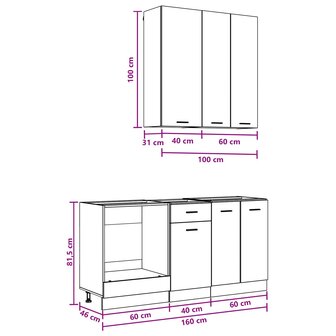 Keukenblok LYON 5 st Gerookt eiken Bewerkt hout 8
