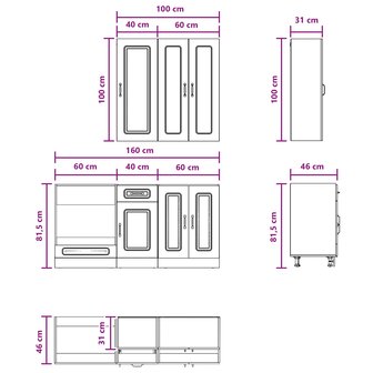 Keukenblok KALMAR 5 st Zwart Bewerkt hout 7