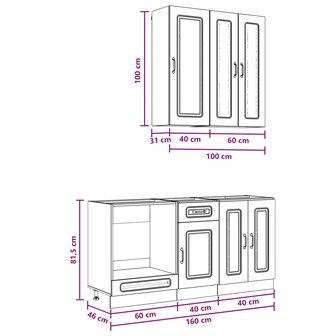 Keukenblok KALMAR 5 st Zwart Bewerkt hout 8