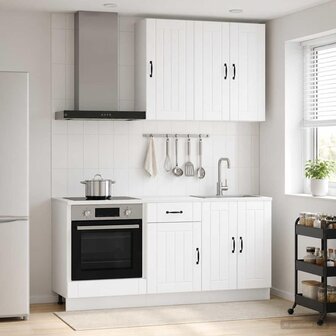 Keukenblok LUCCA 5 st Wit Bewerkt hout 1