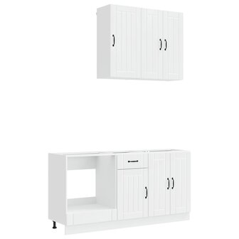 Keukenblok LUCCA 5 st Hoogglans Wit Bewerkt hout 2
