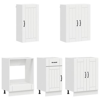 Keukenblok LUCCA 5 st Hoogglans Wit Bewerkt hout 3