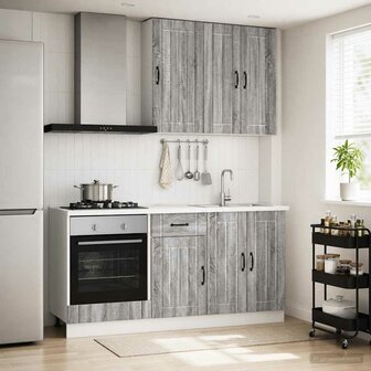 Keukenblok LUCCA 5 st Grijs Sonoma Bewerkt hout 1