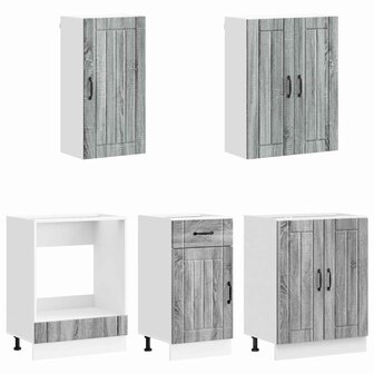 Keukenblok LUCCA 5 st Grijs Sonoma Bewerkt hout 3