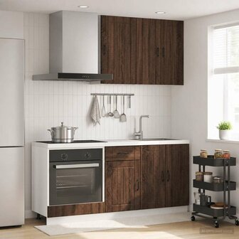 Keukenblok LUCCA 5 st Bruin eiken Bewerkt hout 1
