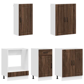 Keukenblok LUCCA 5 st Bruin eiken Bewerkt hout 3