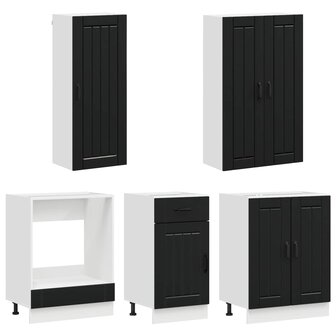 Keukenblok LUCCA 5 st Zwart Bewerkt hout 3