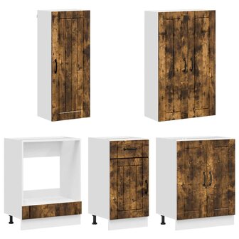 Keukenblok LUCCA 5 st Gerookt eiken Bewerkt hout 3