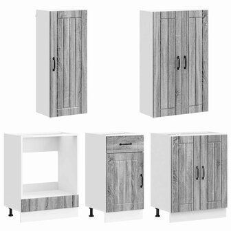 Keukenblok LUCCA 5 st Grijs Sonoma Bewerkt hout 3