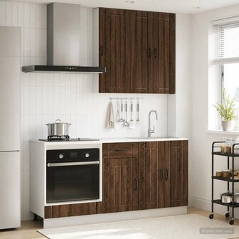 Keukenblok LUCCA 5 st Bruin eiken Bewerkt hout 1