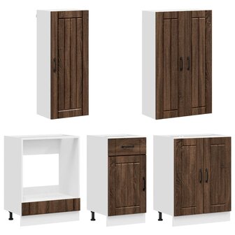 Keukenblok LUCCA 5 st Bruin eiken Bewerkt hout 3
