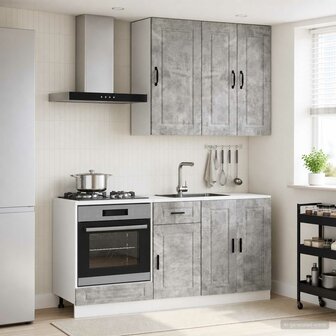 Keukenblok PORTO 5 st Betongrijs Bewerkt hout 1