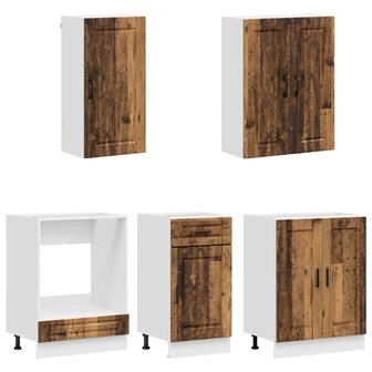 Keukenblok PORTO 5 st Oud hout Bewerkt hout 3