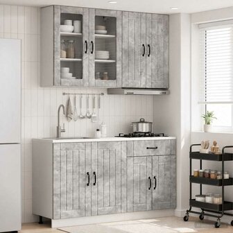 Keukenblok LUCCA 4 st Betongrijs Bewerkt hout 1
