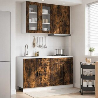 Keukenblok PORTO 4 st Gerookt eiken Bewerkt hout 1