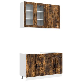 Keukenblok PORTO 4 st Gerookt eiken Bewerkt hout 2