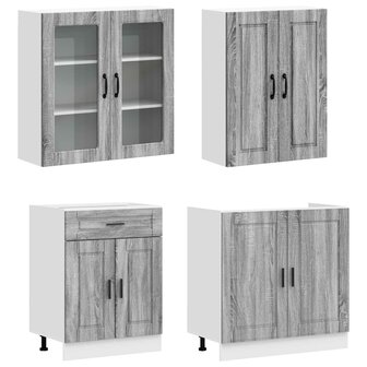 Keukenblok PORTO 4 st Grijs Sonoma Bewerkt hout 3
