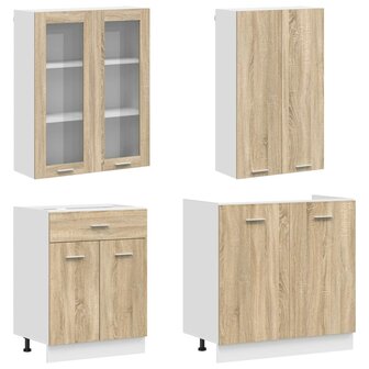 Keukenblok LYON 4 st Sonoma Eiken Bewerkt hout 3