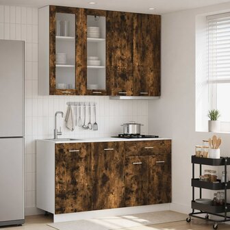 Keukenblok LYON 4 st Gerookt eiken Bewerkt hout 1