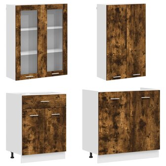 Keukenblok LYON 4 st Gerookt eiken Bewerkt hout 3