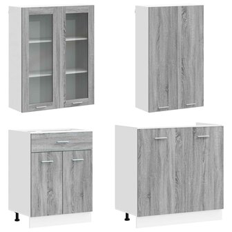 Keukenblok LYON 4 st Grijs Sonoma Bewerkt hout 3